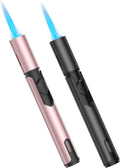 Butane jet windproof lighter (2-pack), with adjustable flame size.
