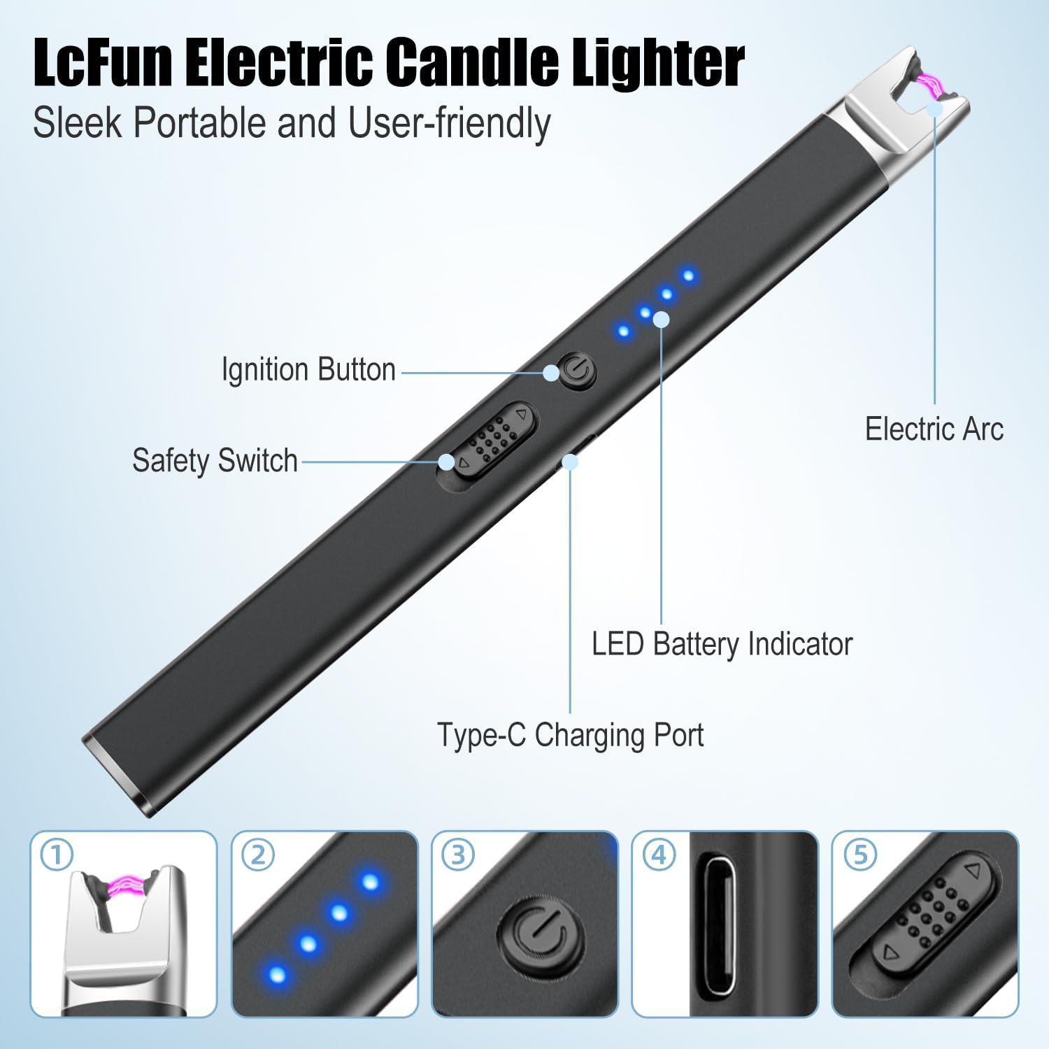 2-Pack USB Rechargeable Plasma Arc Lighter (with Safety Lock)