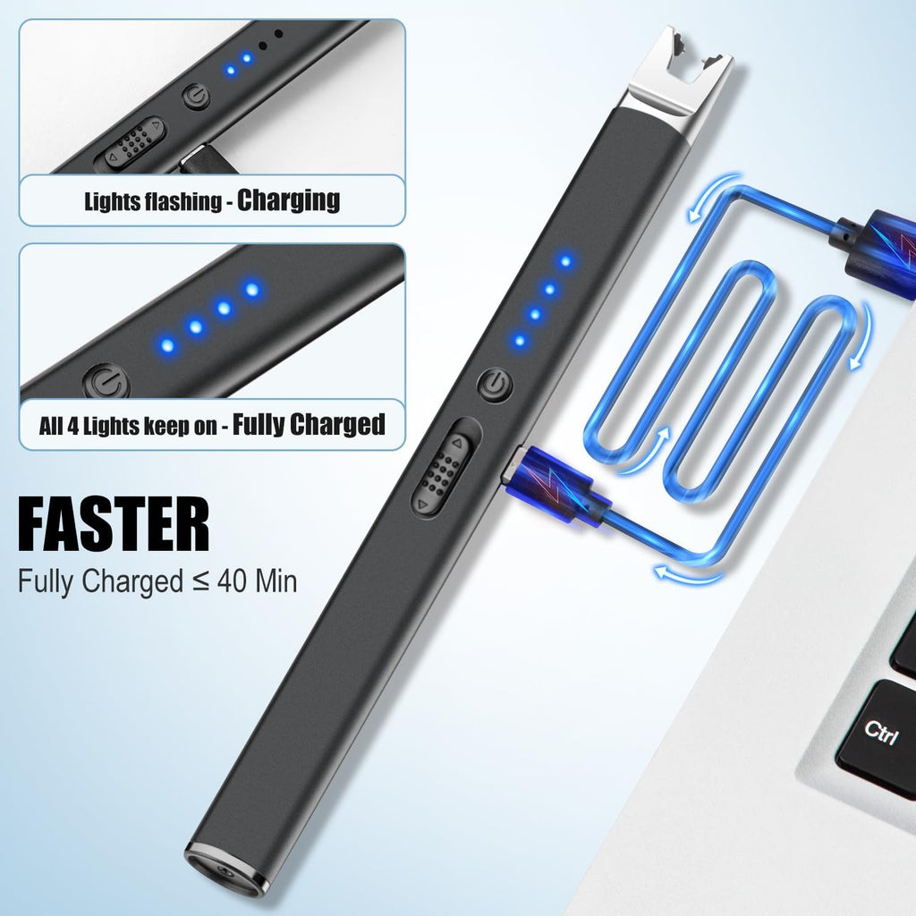 2-Pack USB Rechargeable Plasma Arc Lighter (with Safety Lock)