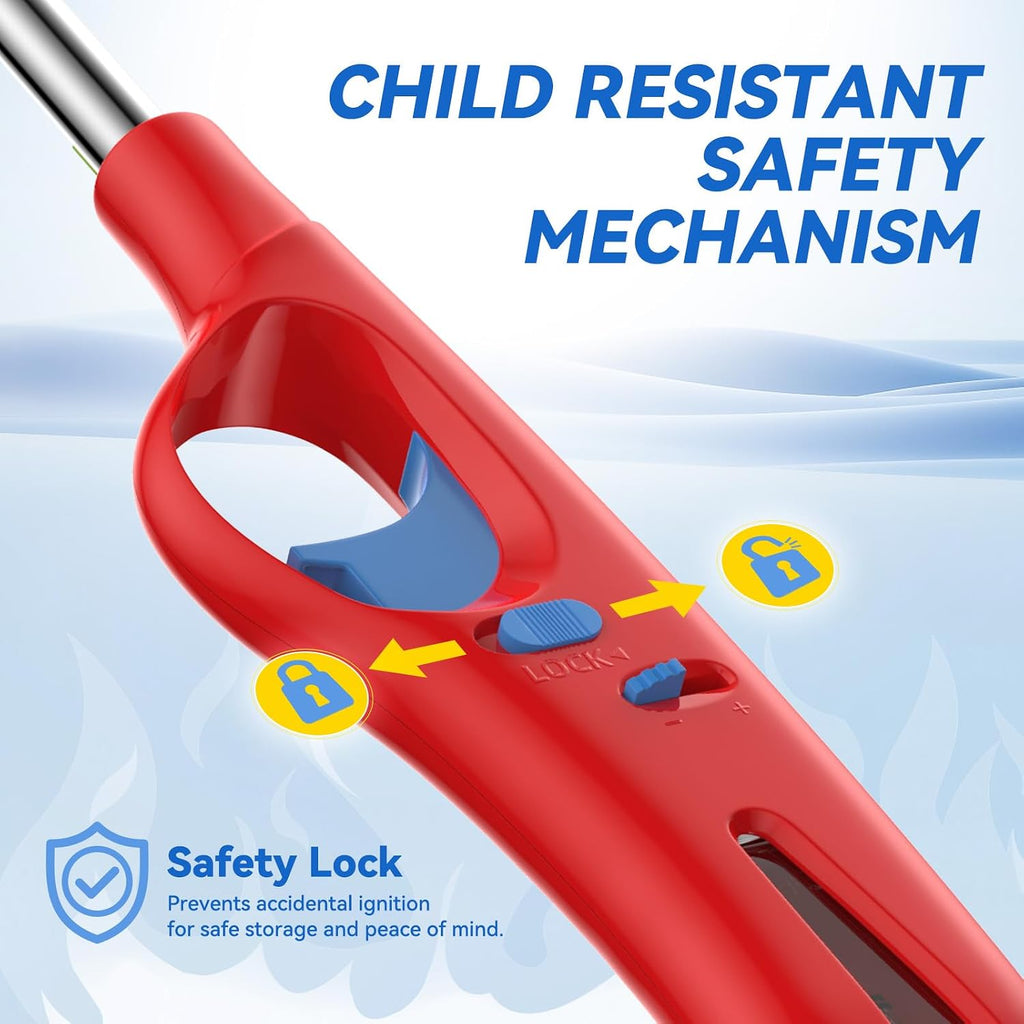 Pack of 4 long-reach lighters (suitable for candles, fireplaces, BBQ, kitchen use, etc.).