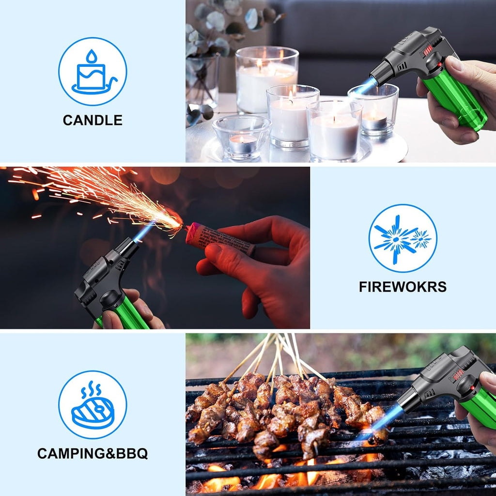 Jet-flame lighters (4-pack) — Refillable butane jet-flame lighters.