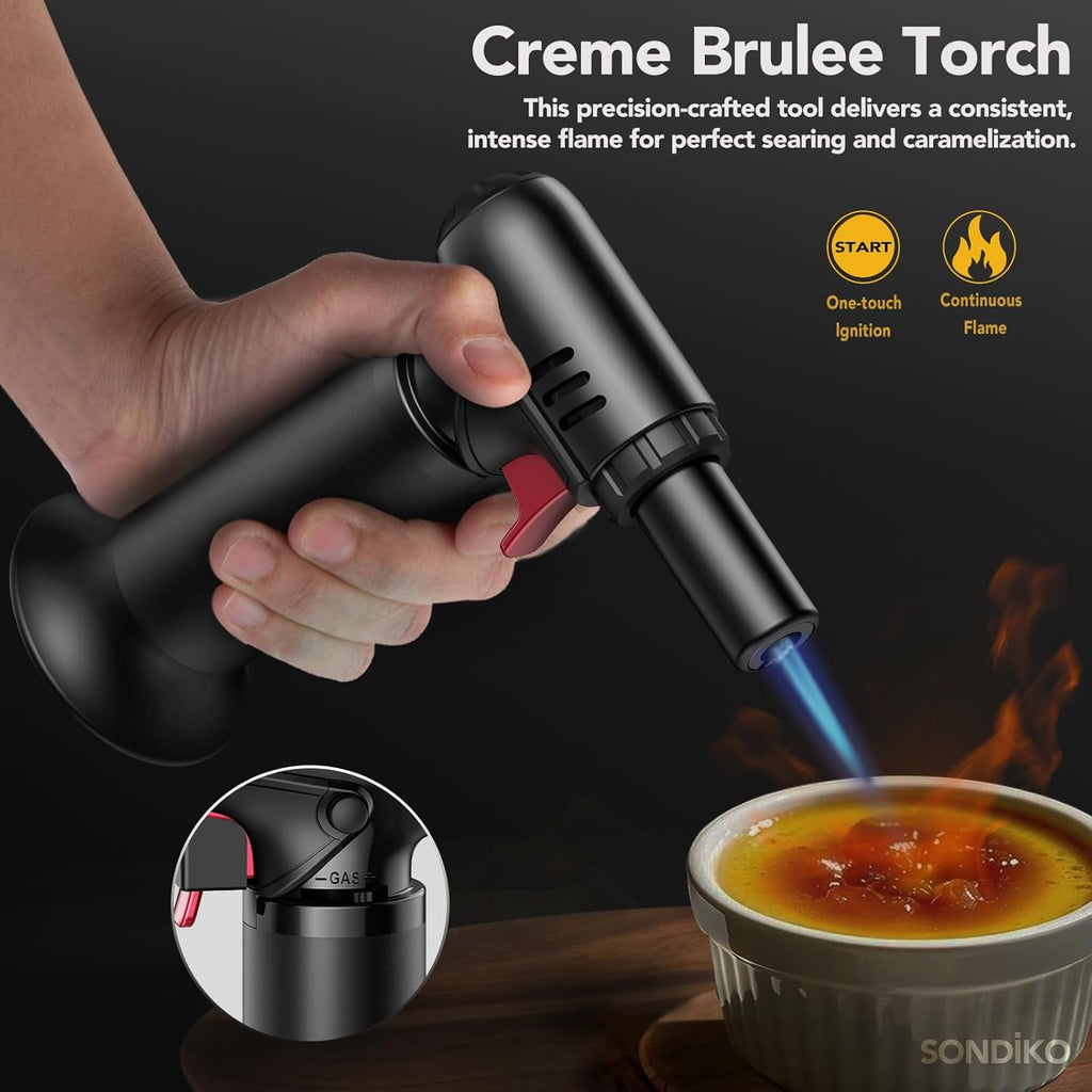 Butane Torch Lighter (with visible fuel window) — Refillable, adjustable flame