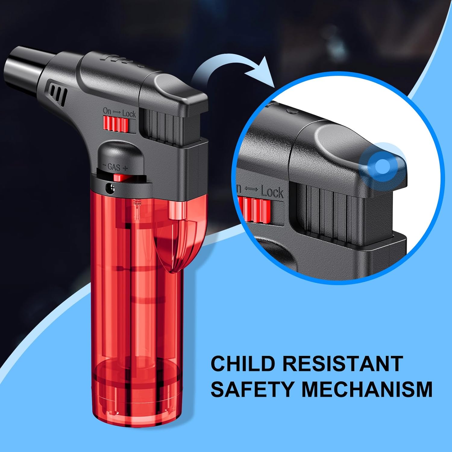 Jet-flame lighters (4-pack) — Refillable butane jet-flame lighters.