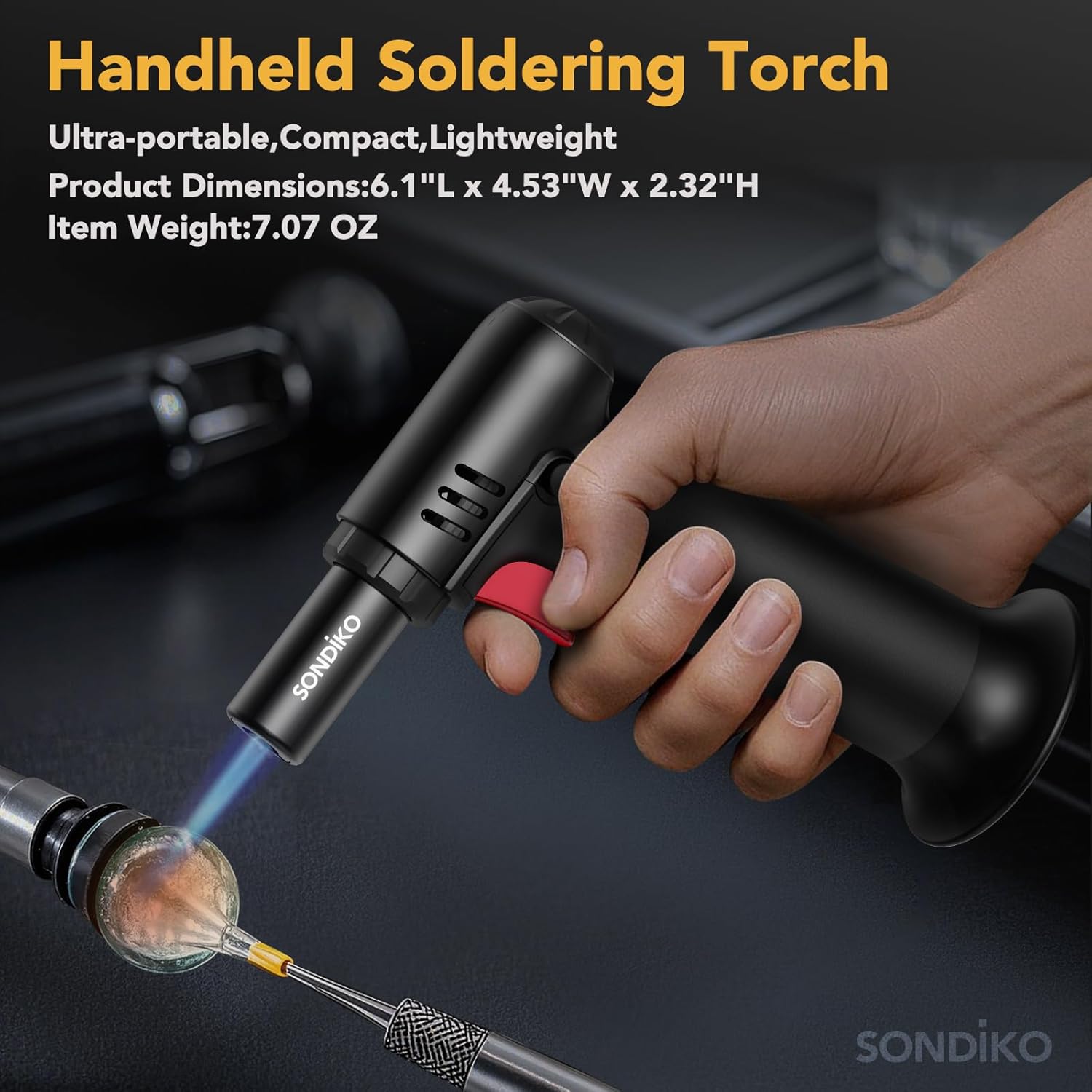 Butane Torch Lighter (with visible fuel window) — Refillable, adjustable flame