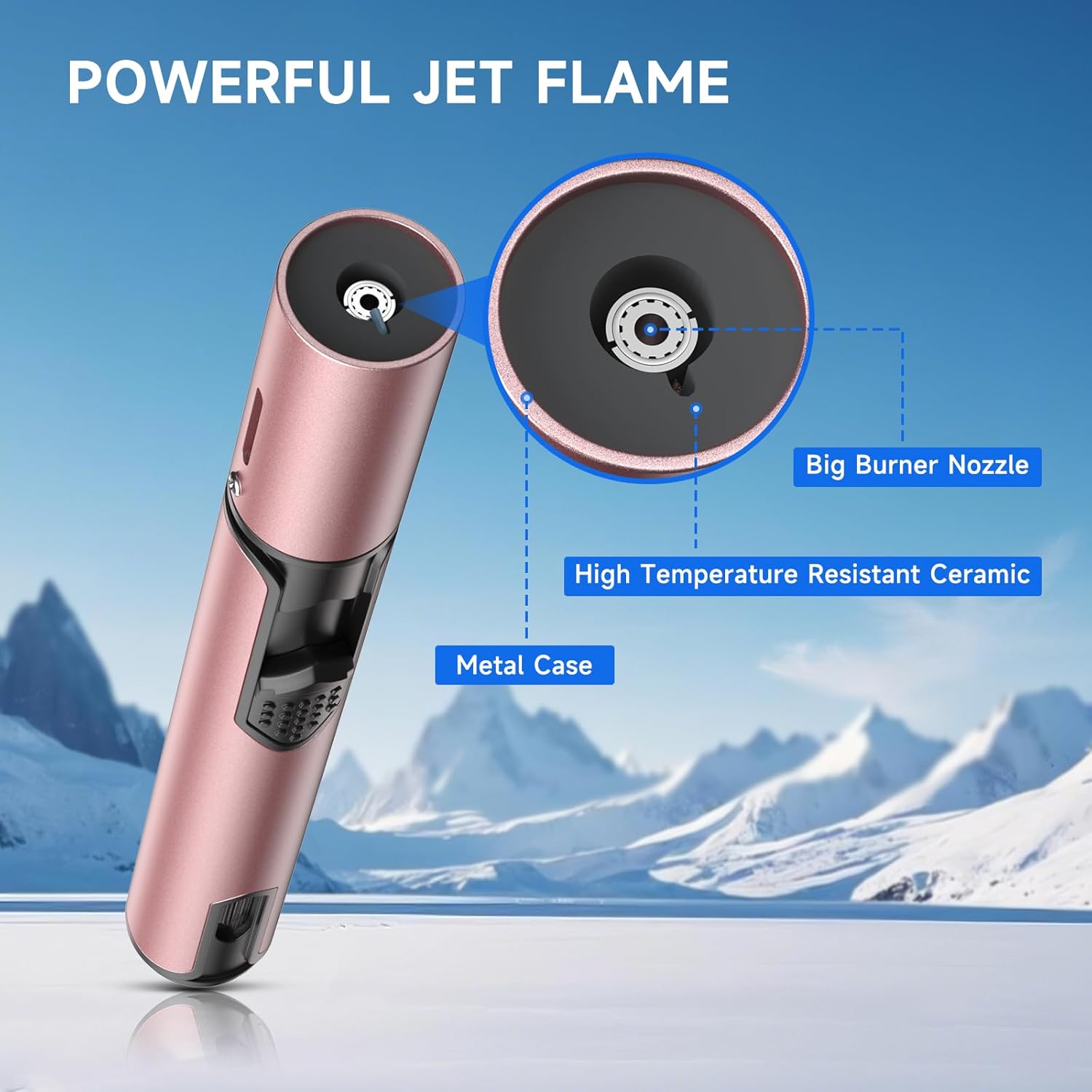 Butane jet windproof lighter (2-pack), with adjustable flame size.