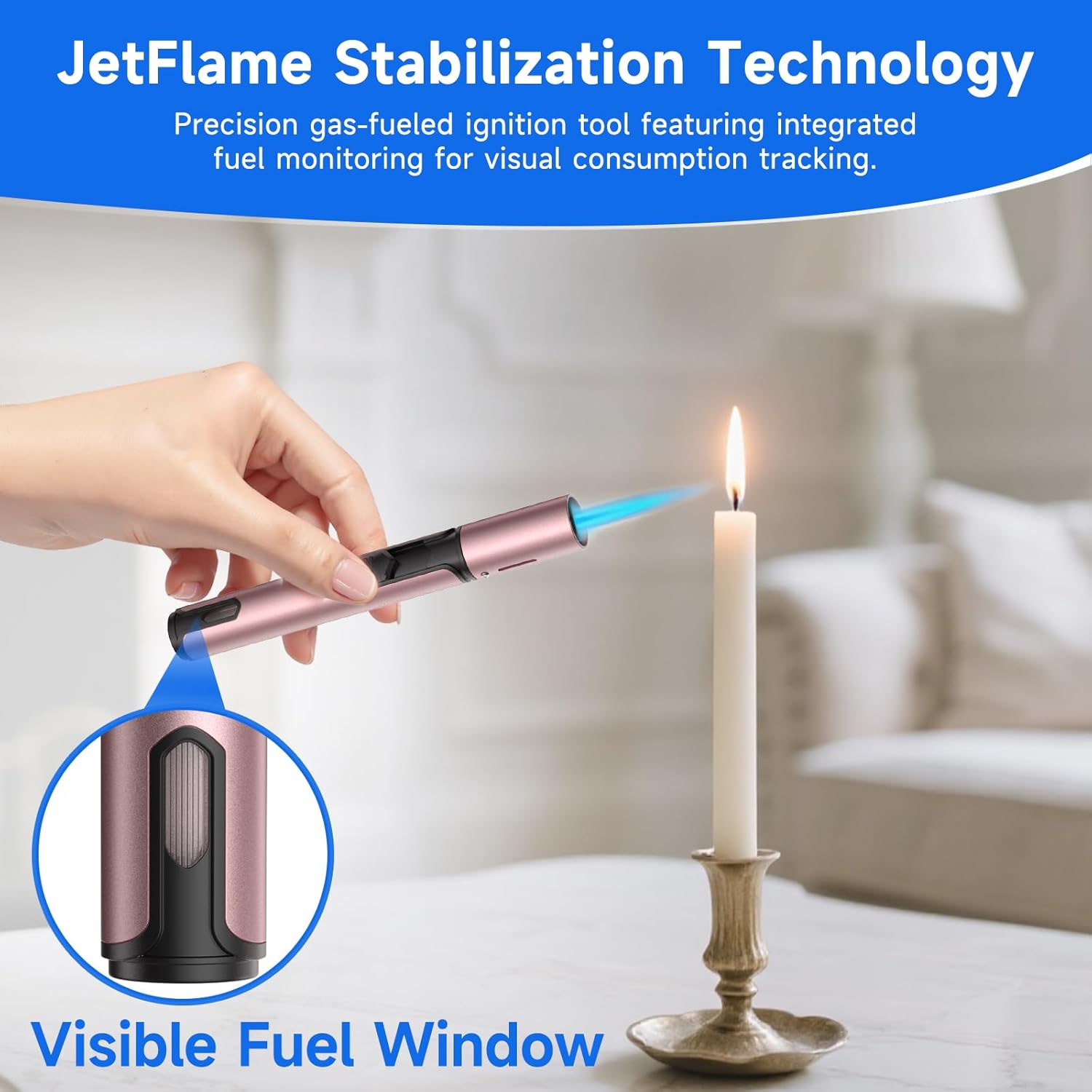 Butane jet windproof lighter (2-pack), with adjustable flame size.
