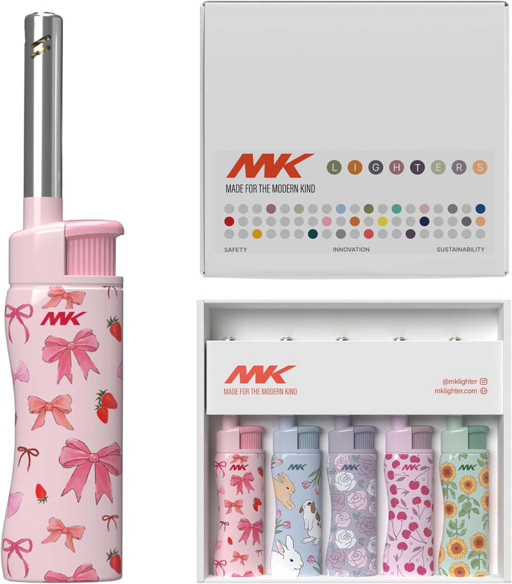MK Lighter — Refillable butane, windproof flame, 4-pack; suitable for BBQ and camping.