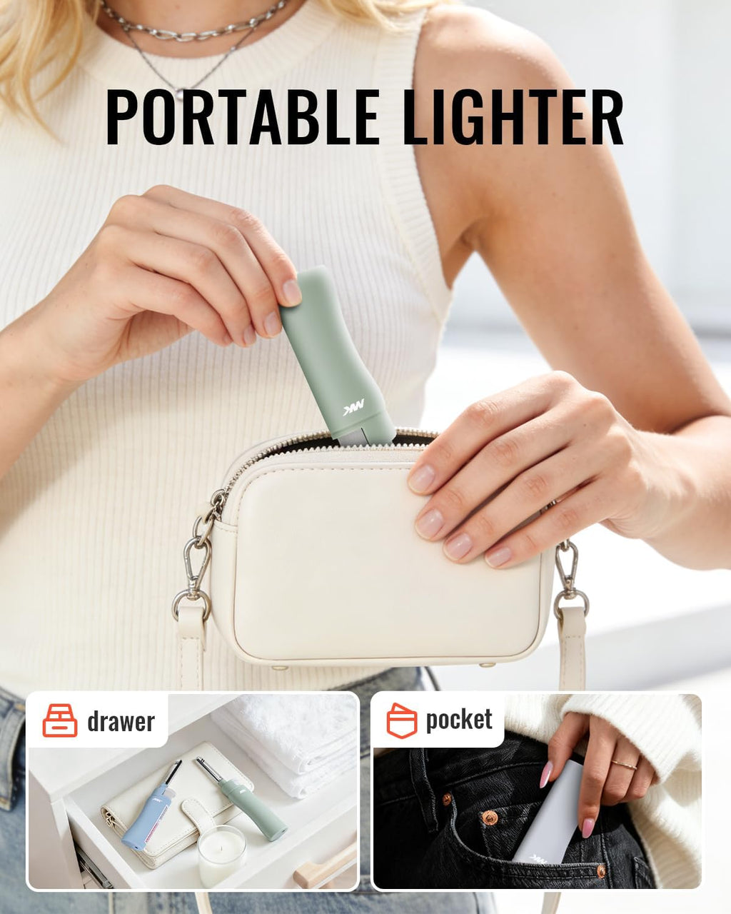 MK Lighter — Refillable butane, windproof flame, 4-pack; suitable for BBQ and camping.
