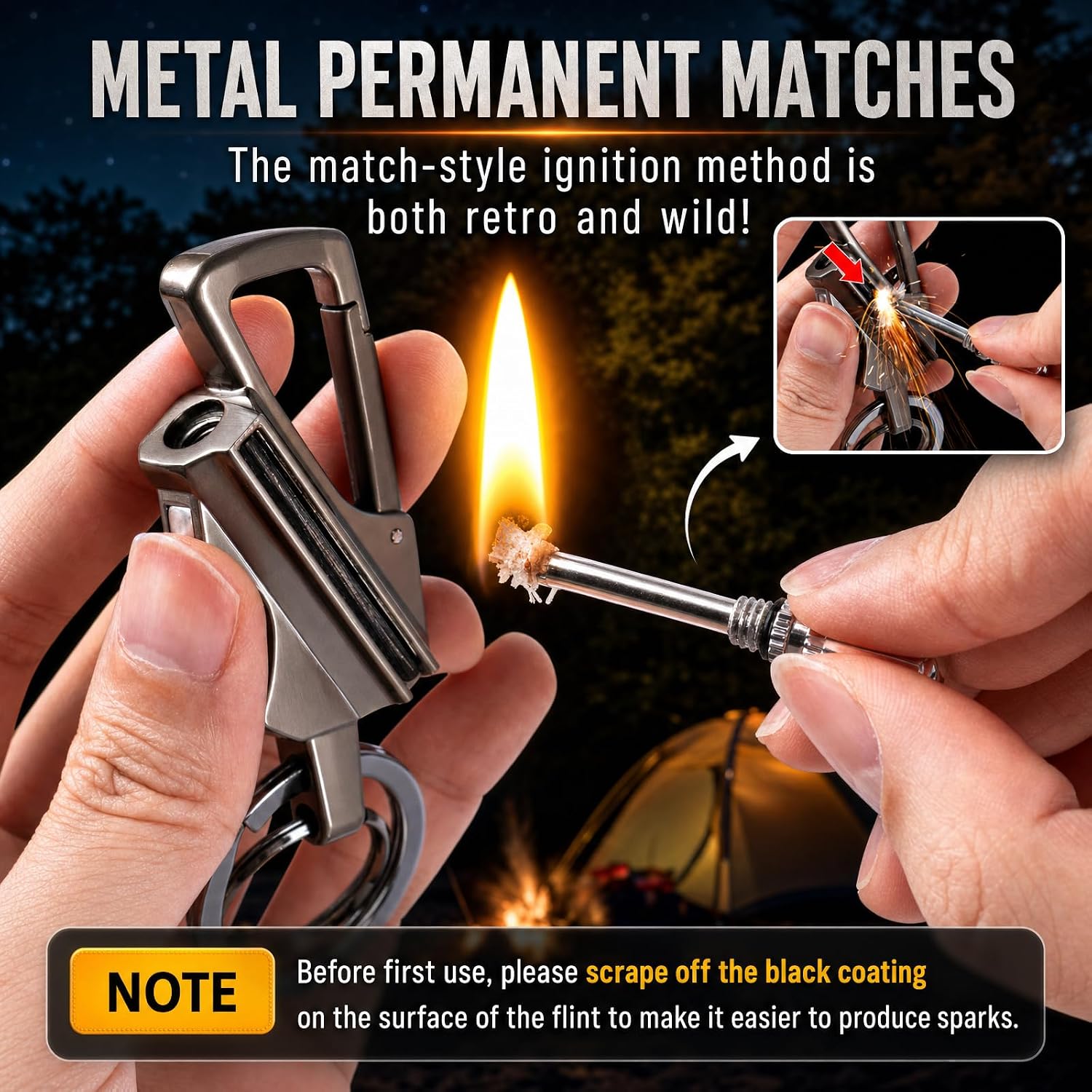 Permanent Match Lighter Keychain (Pack of 2)
