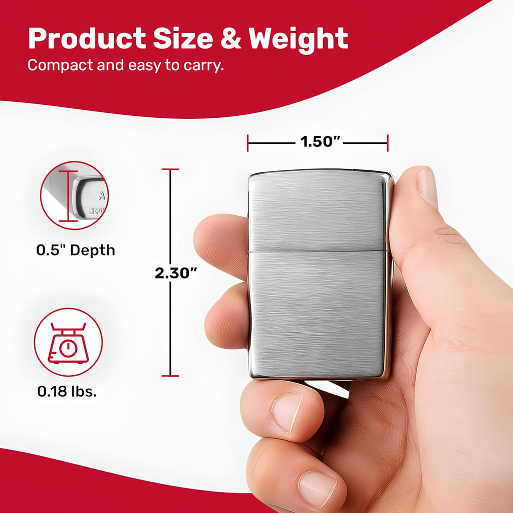 Classic brushed chrome pocket lighter