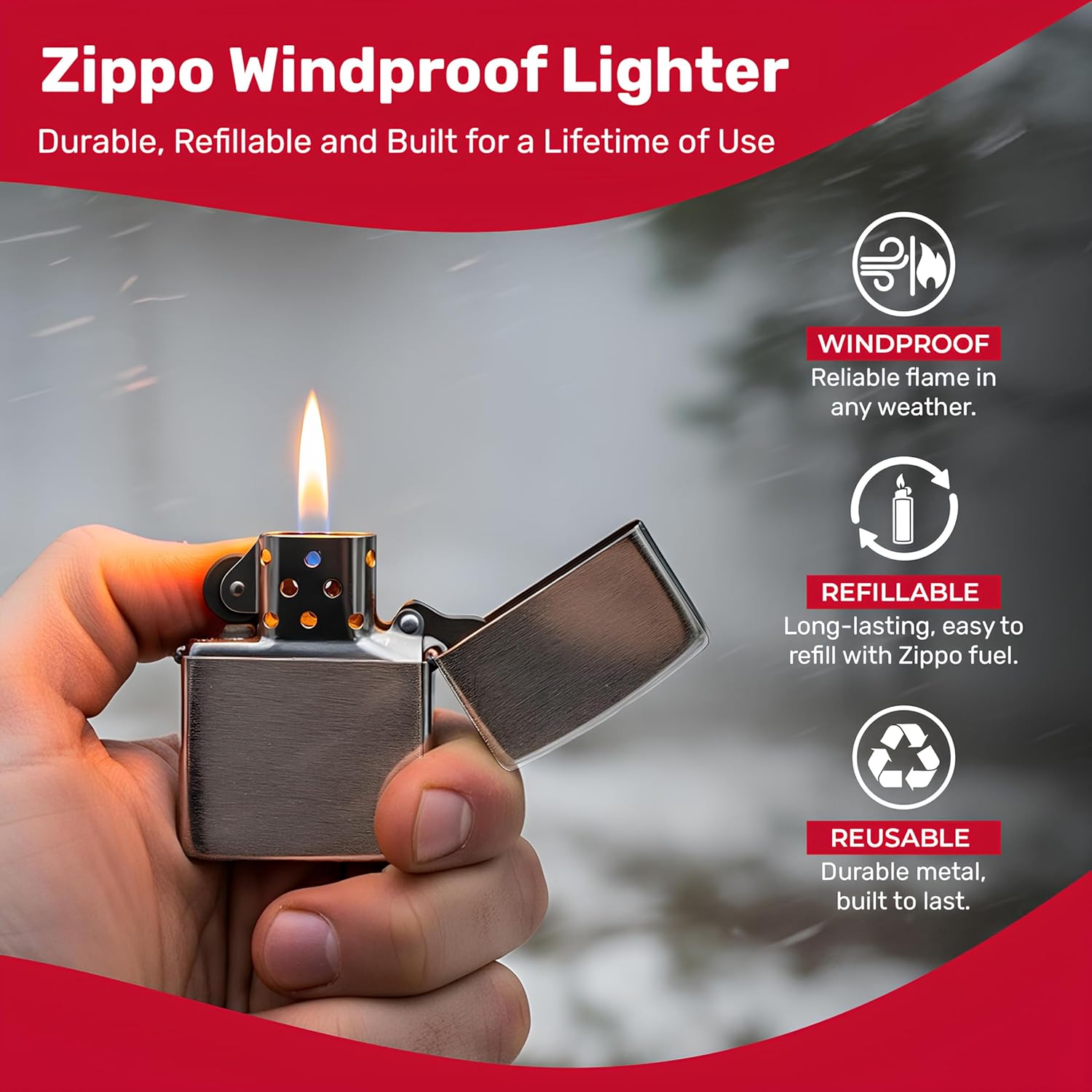 Classic brushed chrome pocket lighter