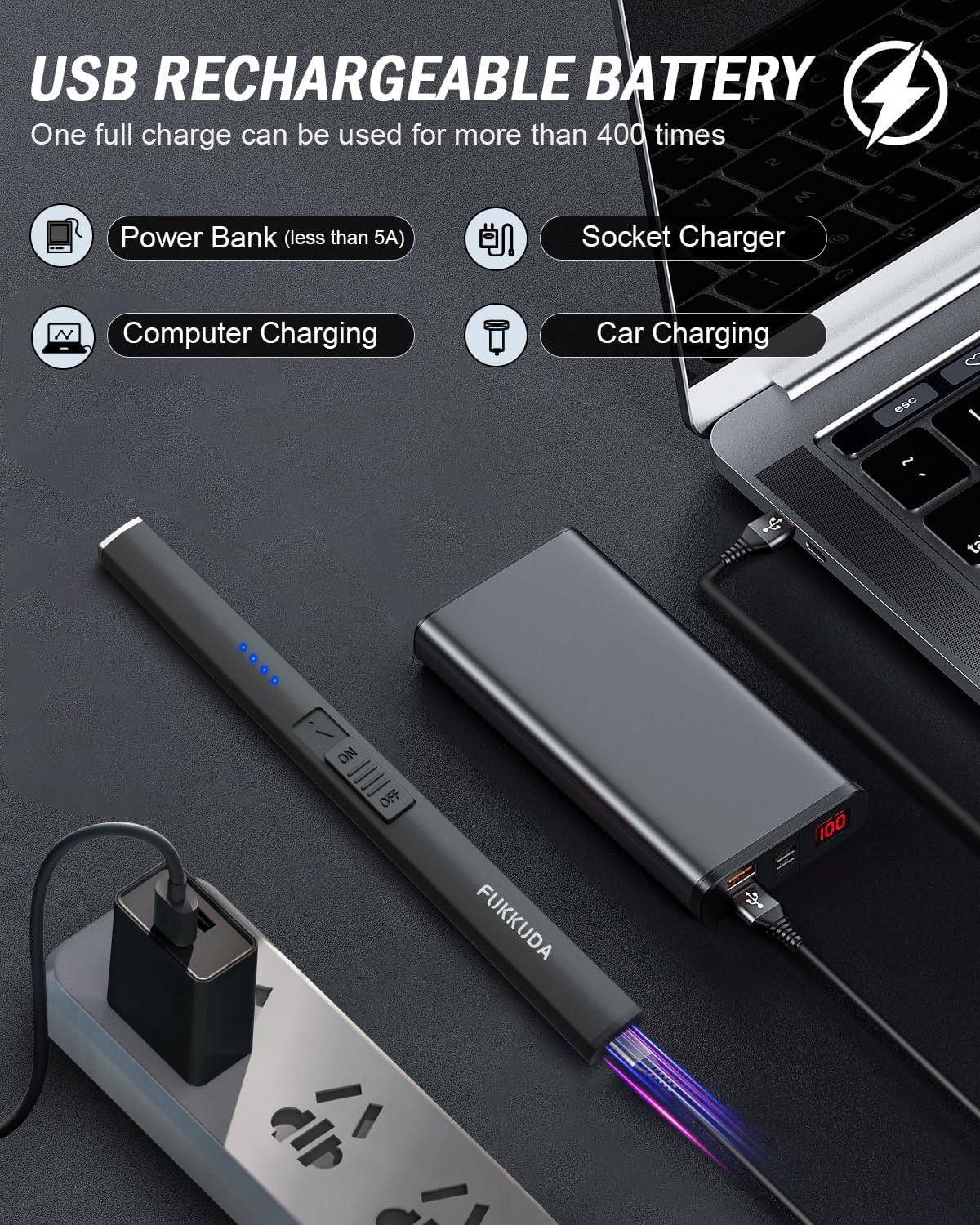 Electric Arc Candle Lighter (with safety switch) – USB rechargeable.